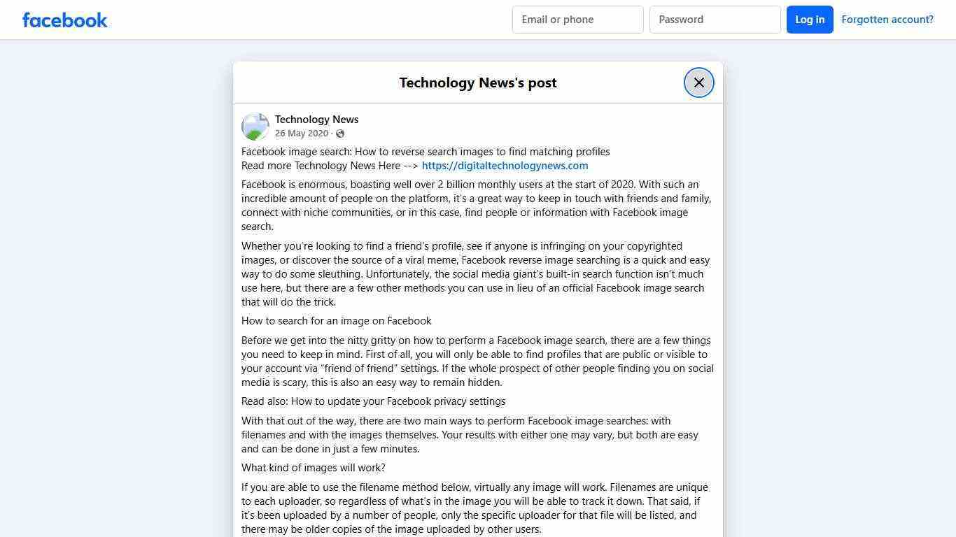 Technology News - Facebook image search: How to reverse... | Facebook