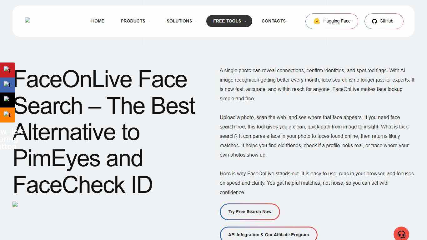 Free Face Search Online - The Best Alternative to PimEyes and FaceCheck ID - FaceOnLive : On-Premises ID Verification & Biometrics Solution Provider